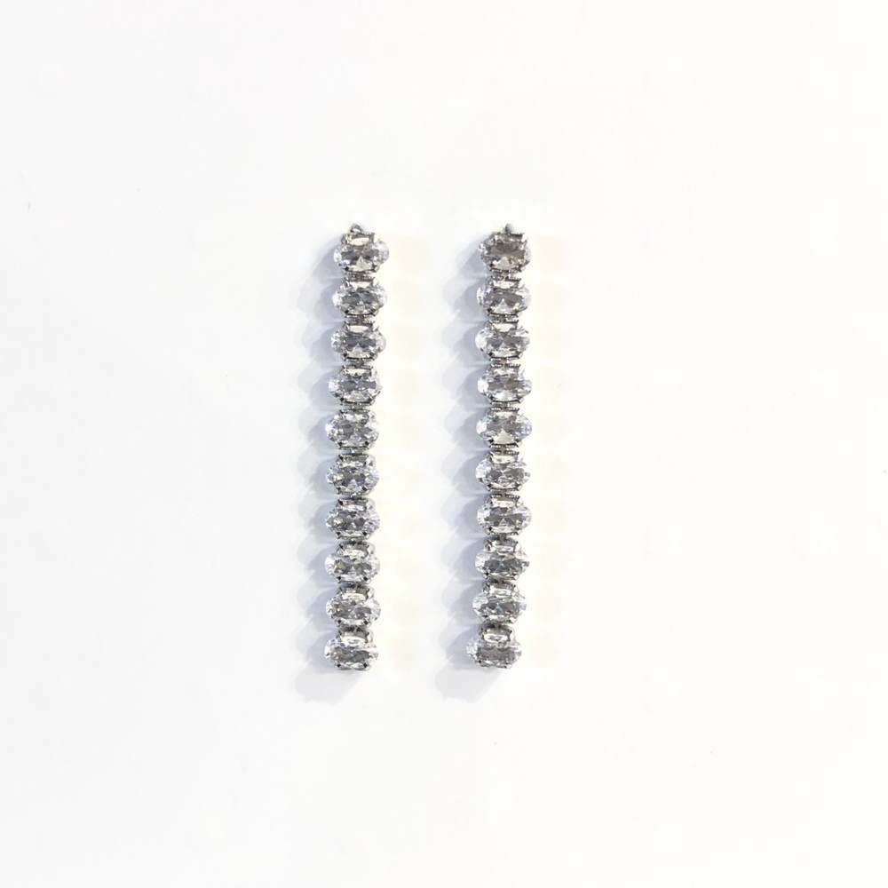 Steel earrings with oval zirconite chain